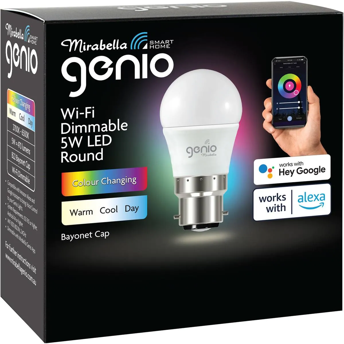 Mirabella Genio Dimmable 5W Fancy Round